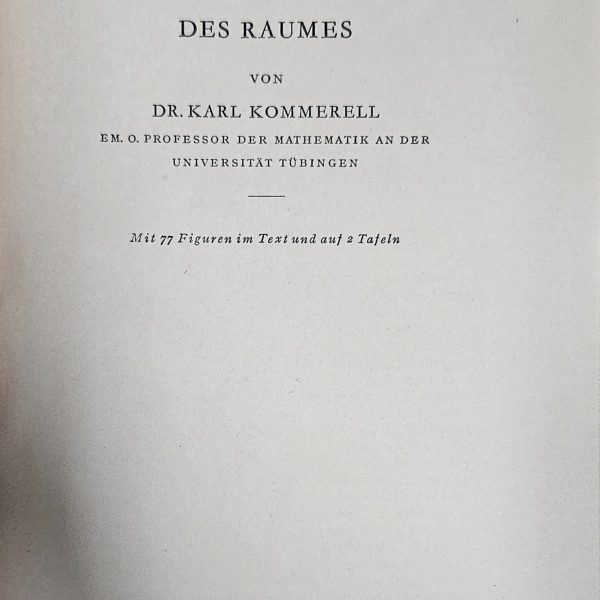 Lectures on Analytic Geometry of Space (Original German: Vorlesungen über analytische Geometrie des Raumes) - 1940