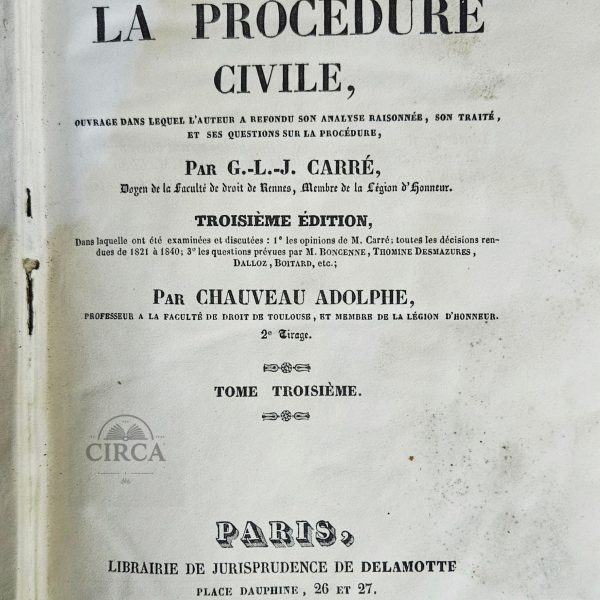 Les Lois de la Procédure Civile – Volume III (1843)
