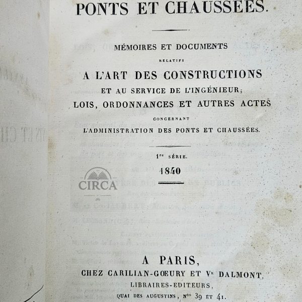 Antique Engineering Book – "Annales des Ponts et Chaussées", 1840 (1st Series)