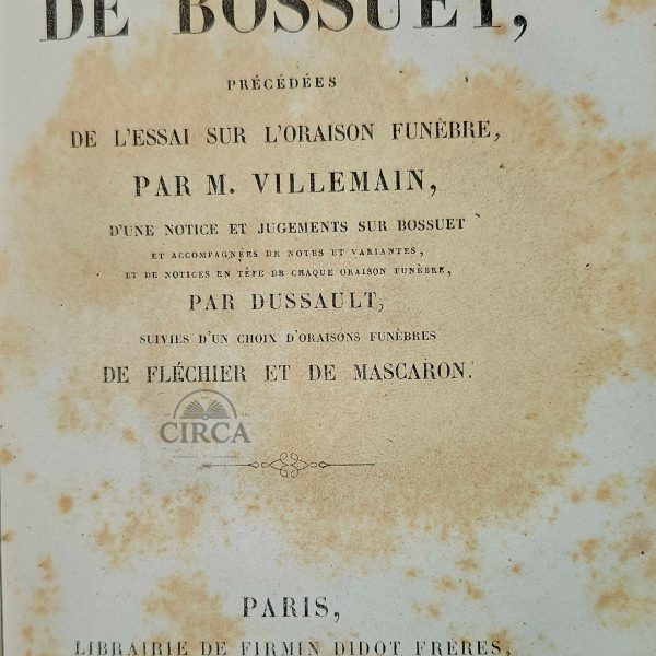 “Oraisons Funèbres de Bossuet” – 1855 – Rare French Funeral Orations Book