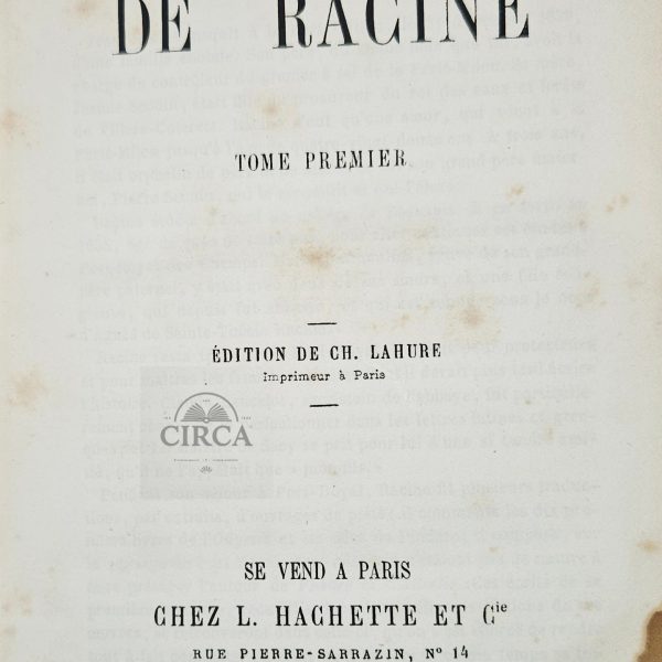 Œuvres Complètes de Racine – Vol. I – 1856 – Paris – Hachette