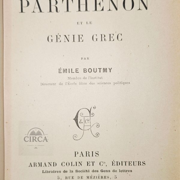 Le Parthénon et le Génie Grec – Émile Boutmy (1897)