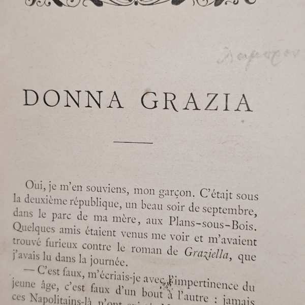 Donna Grazia, published by Alphonse Lemerre, printed by Charles Unsinger, Paris (late 19th c.).