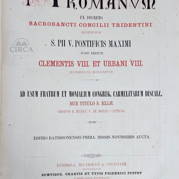 Missale Romanum – 1873 Carmelite Edition – Editio Ratisbonensis Prima – Full Gilt Morocco Binding