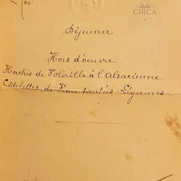 Βασιλικό Μενού Γεύματος με Ανάγλυφο Ελληνικό Οικόσημο (c.1900) --- Royal Palace Luncheon Menu Card with Embossed Greek Coat of Arms (c.1900)