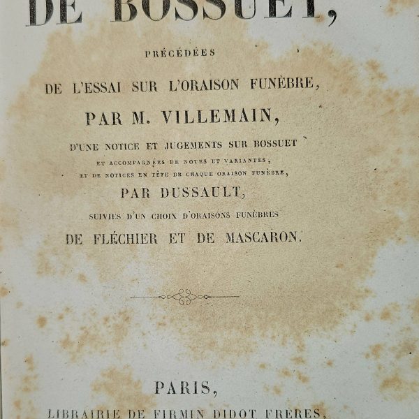 Oraisons Funèbres de Bossuet – Firmin Didot Paris 1855 – Half Leather Binding