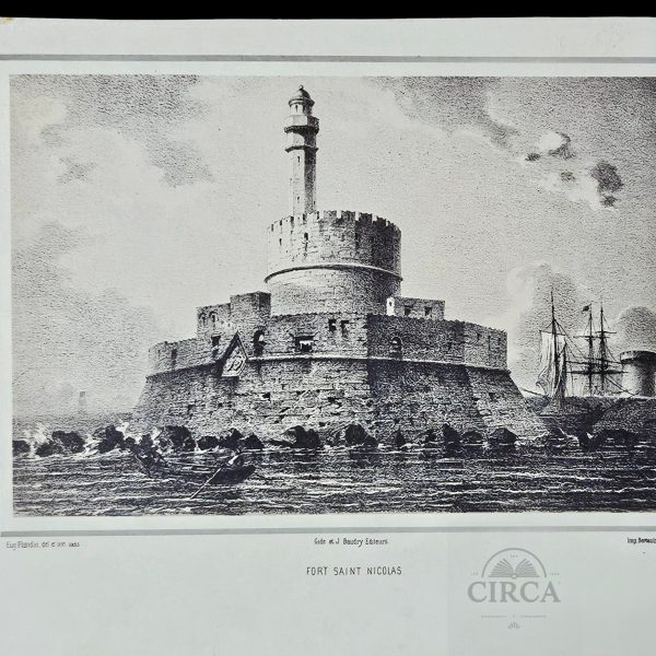 Fort Saint Nicolas, Marseille – Original Lithograph by Eugène Flandin, 1853