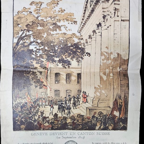 Lithograph Print (1914) - Geneva Becomes a Swiss Canton 1814