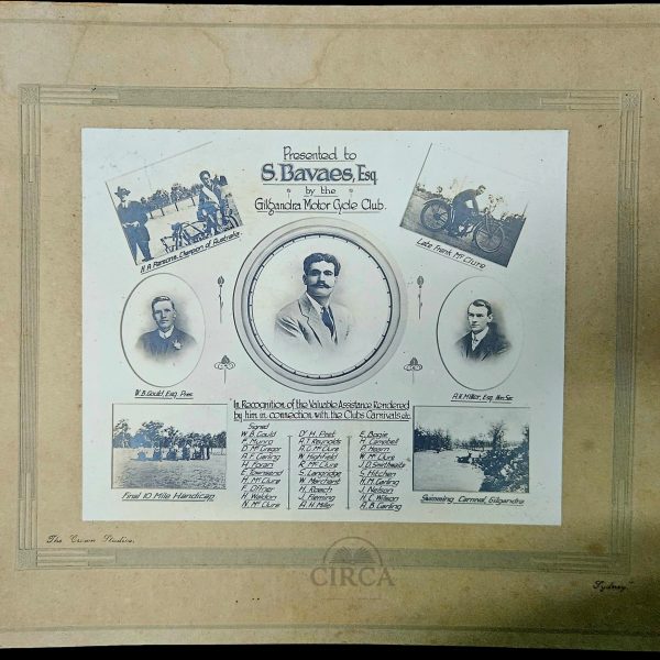 c.1920 Australian Motorcycle Club Presentation Photograph – Gilgandra NSW