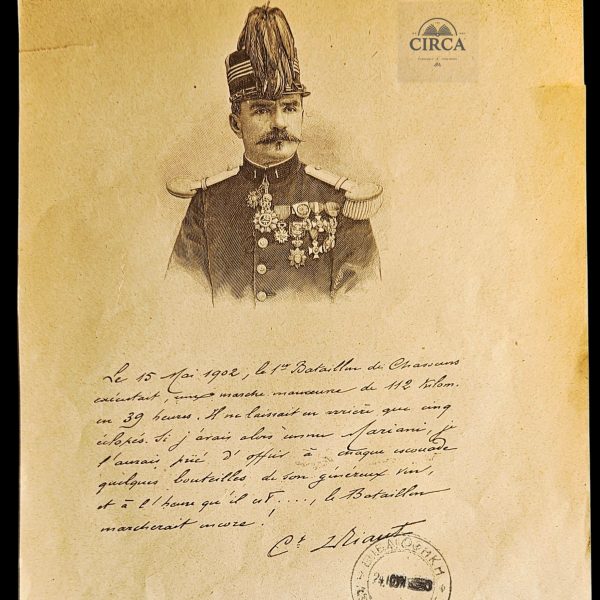 1902 French Military Commemorative Sheet – Chasseurs Officer Portrait