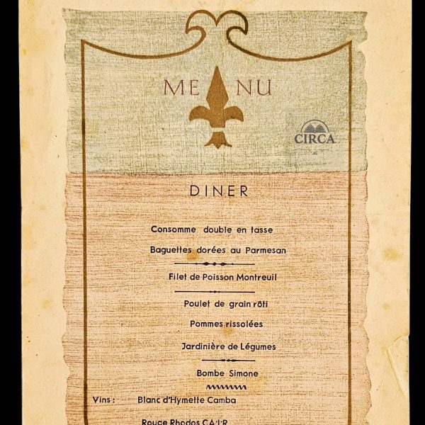 Vintage Athens Hotel Dinner Menu 1960 King’s Palace Hotel Greek Ephemera