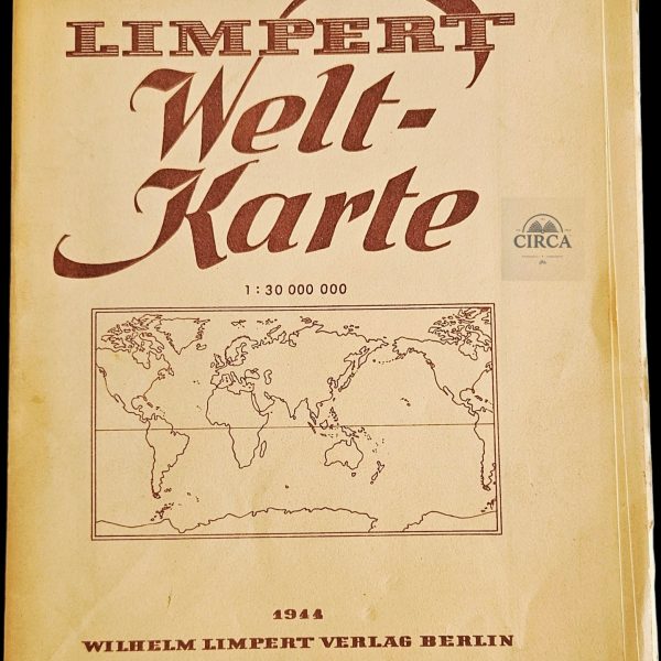Original 1944 German World Map – Limpert Welt-Karte – Wilhelm Limpert Verlag Berlin – WWII Era Folding Map
